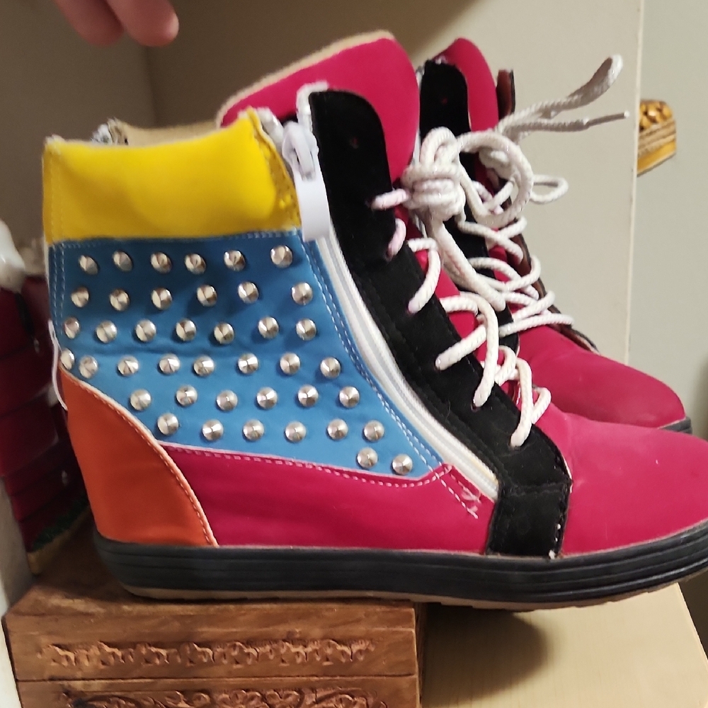 Colorful Kids High-Top Sneakers